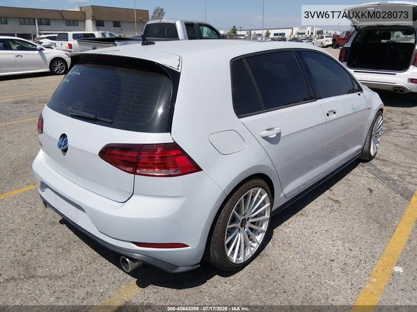 2019 Volkswagen Golf Gti 2.0T Autobahn/2.0T Rabbit Edition/2.0T S/2.0T Se VIN: 3VW6T7AUXKM028073 Lot: 45643399