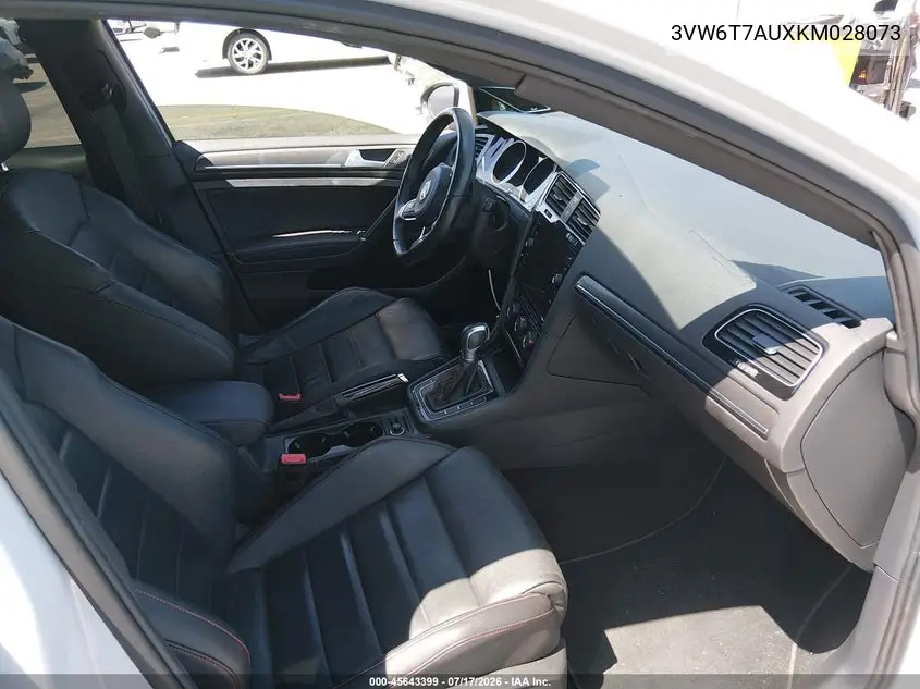2019 Volkswagen Golf Gti 2.0T Autobahn/2.0T Rabbit Edition/2.0T S/2.0T Se VIN: 3VW6T7AUXKM028073 Lot: 45643399