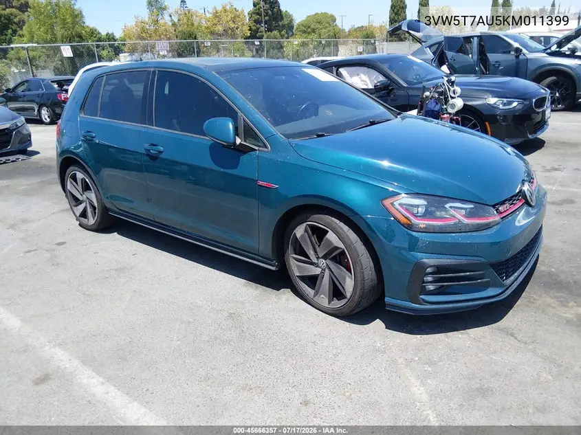 2019 Volkswagen Golf Gti 2.0T Autobahn/2.0T Rabbit Edition/2.0T S/2.0T Se VIN: 3VW5T7AU5KM011399 Lot: 45666357
