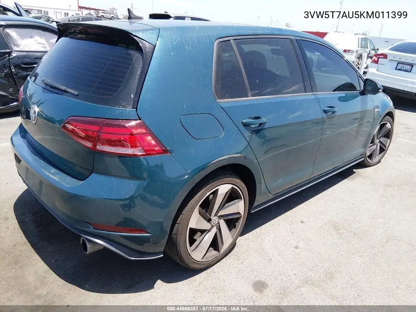 2019 Volkswagen Golf Gti 2.0T Autobahn/2.0T Rabbit Edition/2.0T S/2.0T Se VIN: 3VW5T7AU5KM011399 Lot: 45666357