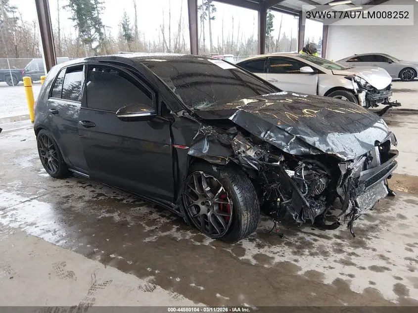 2020 Volkswagen Golf Gti 2.0T Autobahn/2.0T S/2.0T Se VIN: 3VW6T7AU7LM008252 Lot: 44580104
