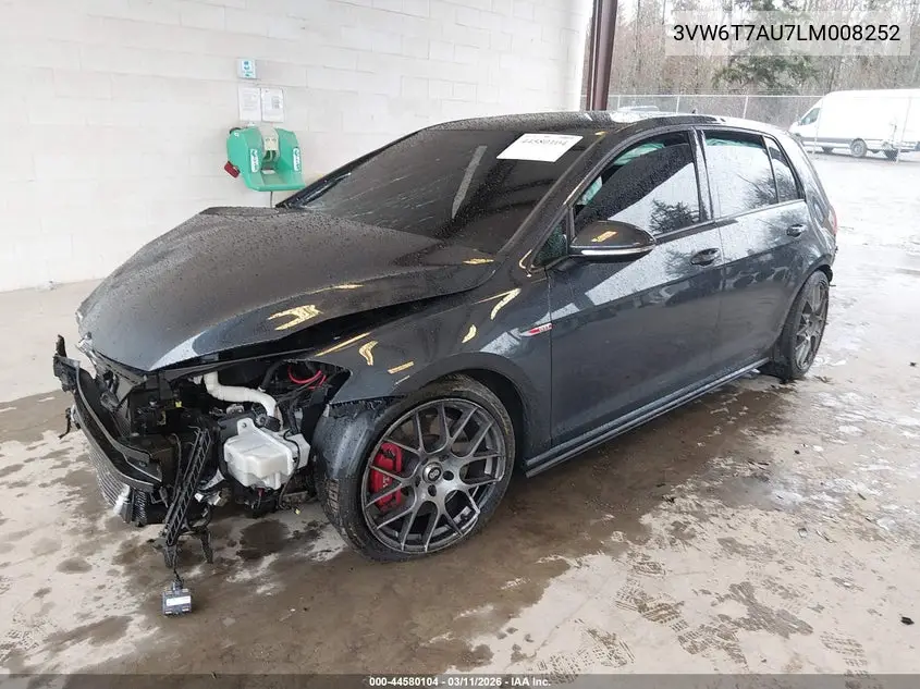 2020 Volkswagen Golf Gti 2.0T Autobahn/2.0T S/2.0T Se VIN: 3VW6T7AU7LM008252 Lot: 44580104