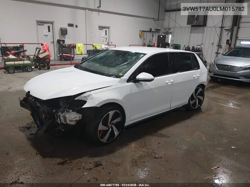 2020 Volkswagen Golf Gti 2.0T Autobahn/2.0T S/2.0T Se VIN: 3VW5T7AU0LM015782 Lot: 44677765