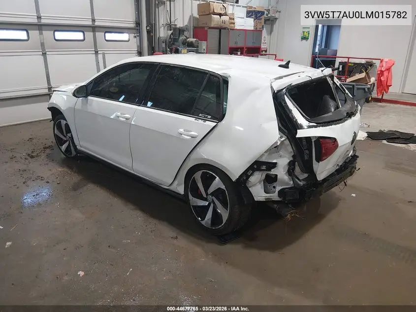 2020 Volkswagen Golf Gti 2.0T Autobahn/2.0T S/2.0T Se VIN: 3VW5T7AU0LM015782 Lot: 44677765