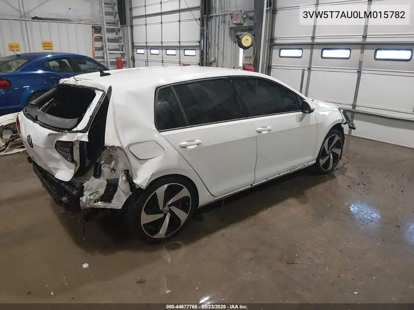 2020 Volkswagen Golf Gti 2.0T Autobahn/2.0T S/2.0T Se VIN: 3VW5T7AU0LM015782 Lot: 44677765