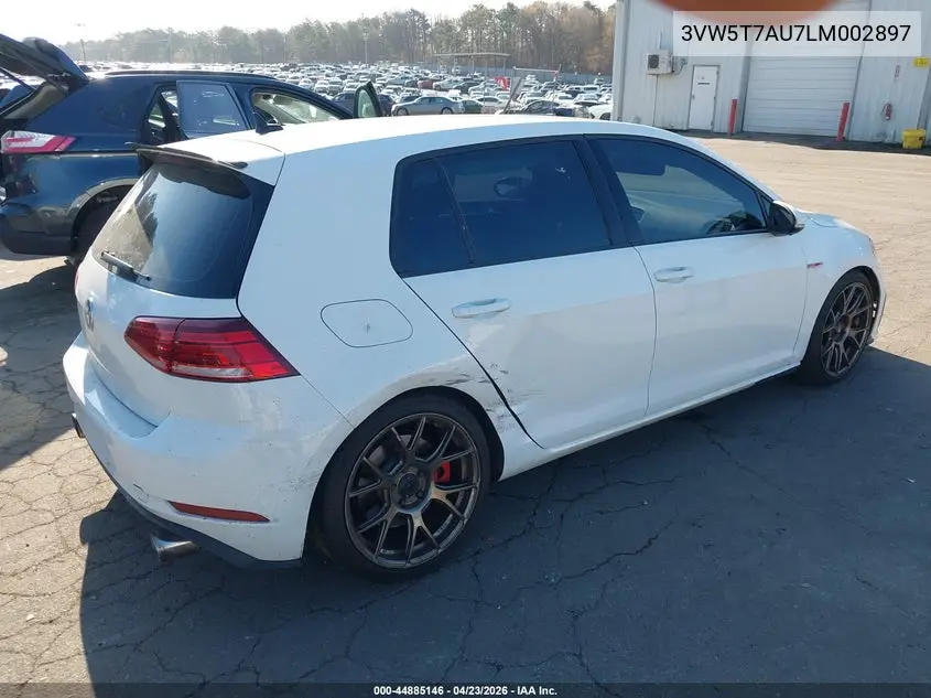 2020 Volkswagen Golf Gti 2.0T Autobahn/2.0T S/2.0T Se VIN: 3VW5T7AU7LM002897 Lot: 44885146