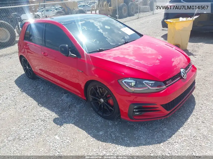 2020 Volkswagen Golf Gti 2.0T Autobahn/2.0T S/2.0T Se VIN: 3VW6T7AU7LM014567 Lot: 45334706