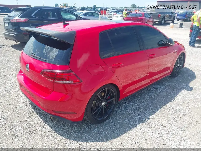 2020 Volkswagen Golf Gti 2.0T Autobahn/2.0T S/2.0T Se VIN: 3VW6T7AU7LM014567 Lot: 45334706