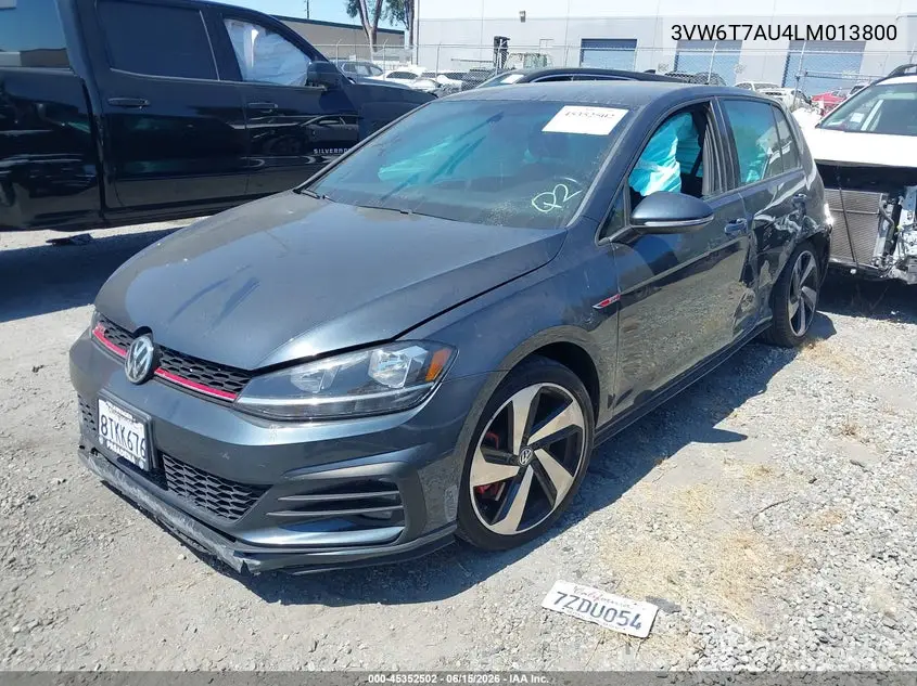 2020 Volkswagen Golf Gti 2.0T Autobahn/2.0T S/2.0T Se VIN: 3VW6T7AU4LM013800 Lot: 45352502