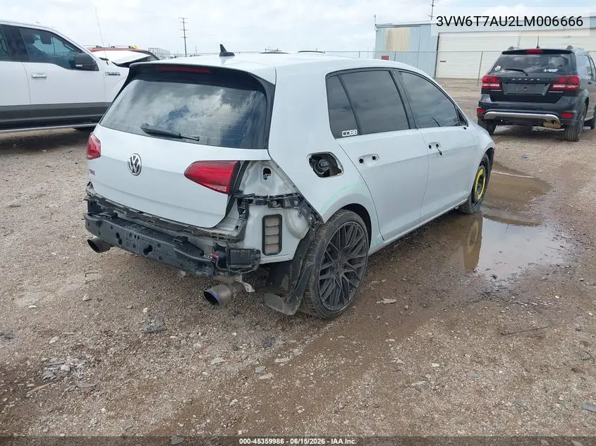 2020 Volkswagen Golf Gti 2.0T Autobahn/2.0T S/2.0T Se VIN: 3VW6T7AU2LM006666 Lot: 45359986