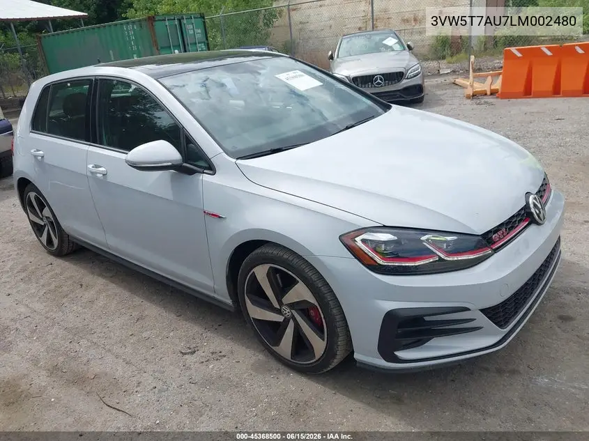 2020 Volkswagen Golf Gti 2.0T Autobahn/2.0T S/2.0T Se VIN: 3VW5T7AU7LM002480 Lot: 45368500