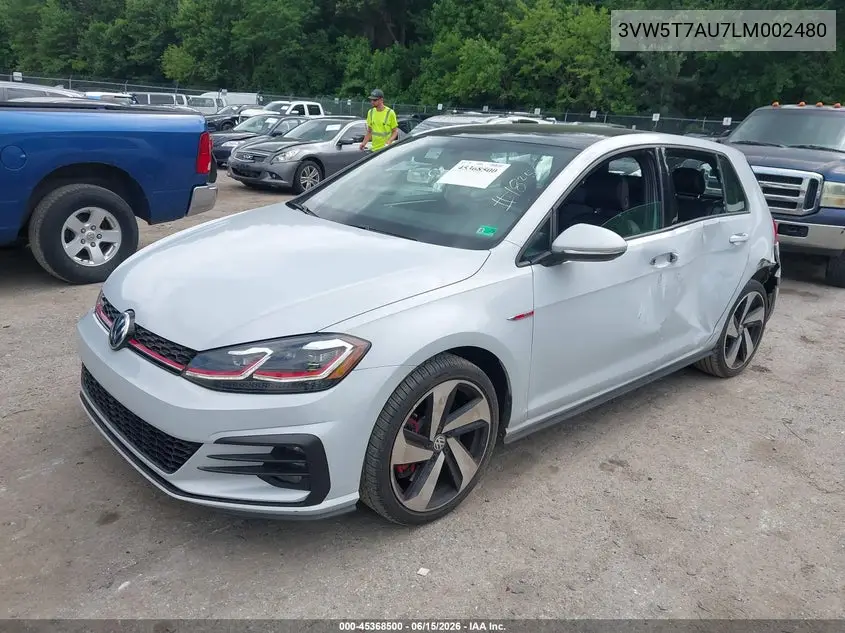 2020 Volkswagen Golf Gti 2.0T Autobahn/2.0T S/2.0T Se VIN: 3VW5T7AU7LM002480 Lot: 45368500
