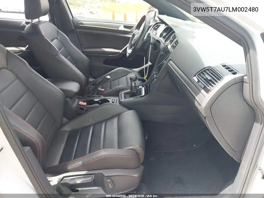 2020 Volkswagen Golf Gti 2.0T Autobahn/2.0T S/2.0T Se VIN: 3VW5T7AU7LM002480 Lot: 45368500