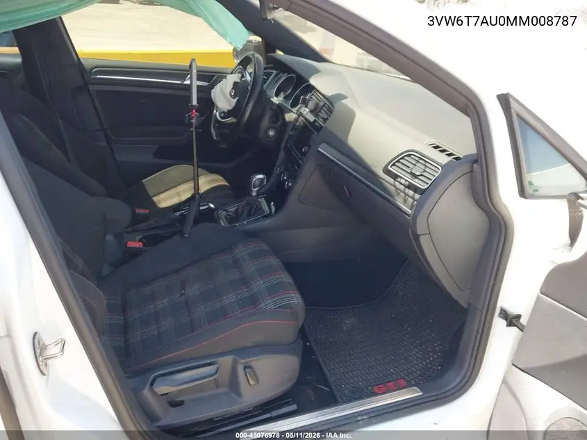 2021 Volkswagen Golf Gti 2.0T Autobahn/2.0T S/2.0T Se VIN: 3VW6T7AU0MM008787 Lot: 45076978