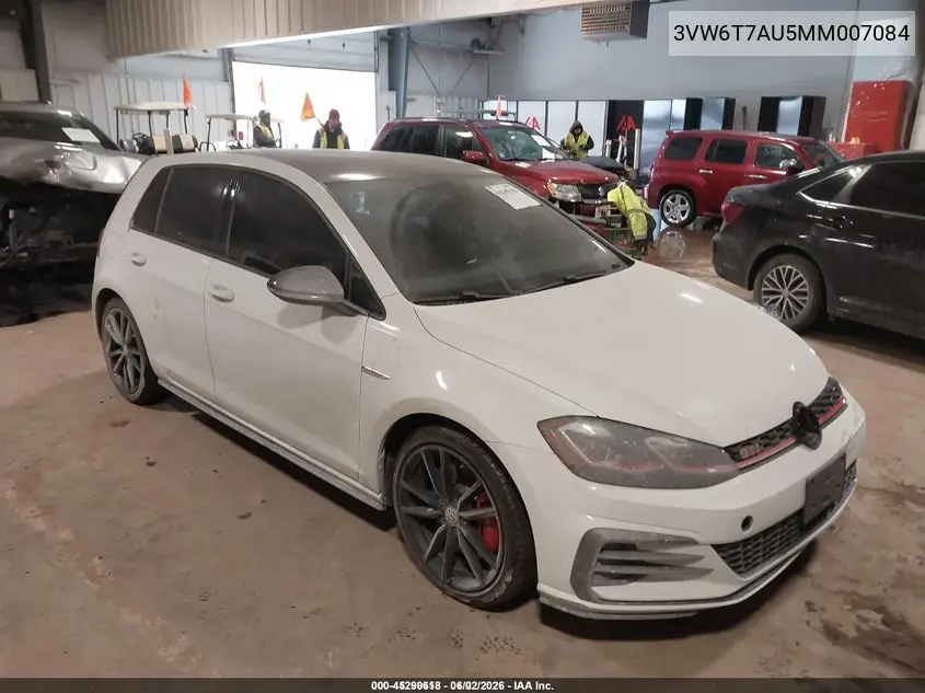 2021 Volkswagen Golf Gti 2.0T Autobahn/2.0T S/2.0T Se VIN: 3VW6T7AU5MM007084 Lot: 45290618