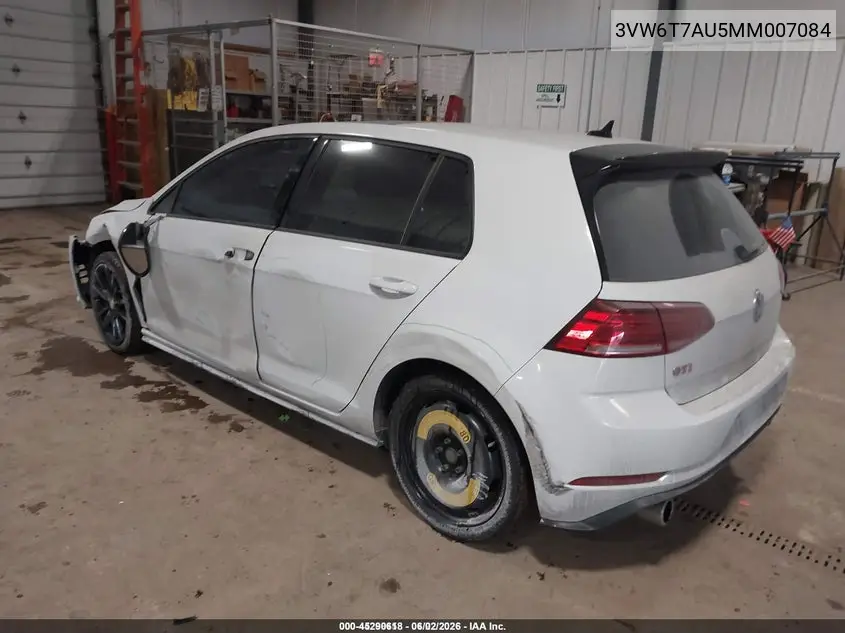 2021 Volkswagen Golf Gti 2.0T Autobahn/2.0T S/2.0T Se VIN: 3VW6T7AU5MM007084 Lot: 45290618