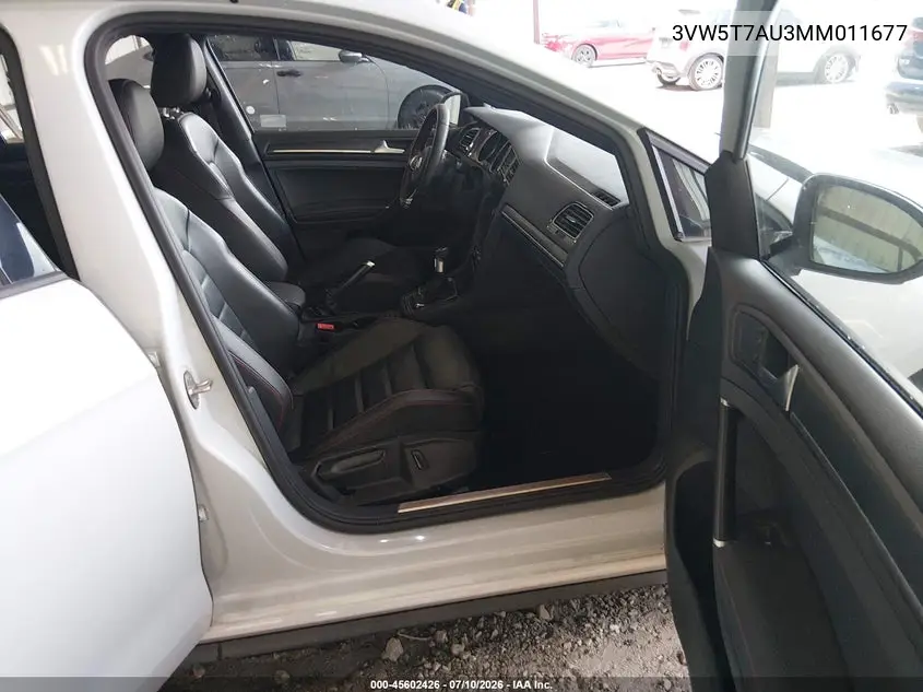 2021 Volkswagen Golf Gti 2.0T Autobahn/2.0T S/2.0T Se VIN: 3VW5T7AU3MM011677 Lot: 45602426
