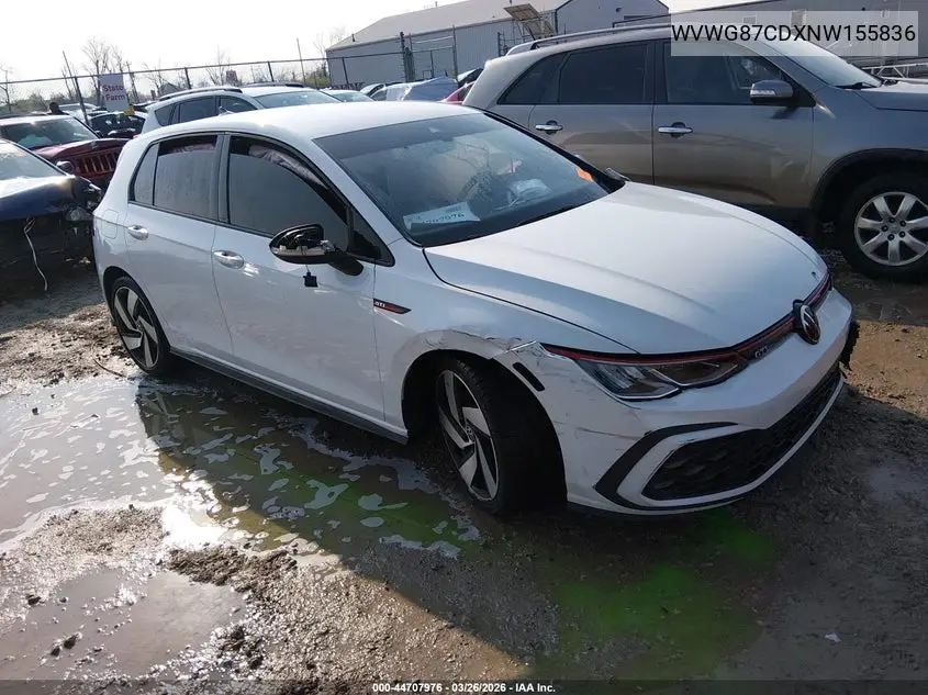 2022 Volkswagen Golf Gti 2.0T S VIN: WVWG87CDXNW155836 Lot: 44707976