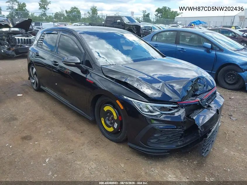 2022 Volkswagen Golf Gti 2.0T S VIN: WVWH87CD5NW202436 Lot: 45368583