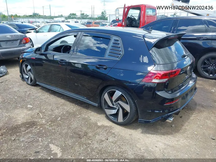 2022 Volkswagen Golf Gti 2.0T S VIN: WVWH87CD5NW202436 Lot: 45368583