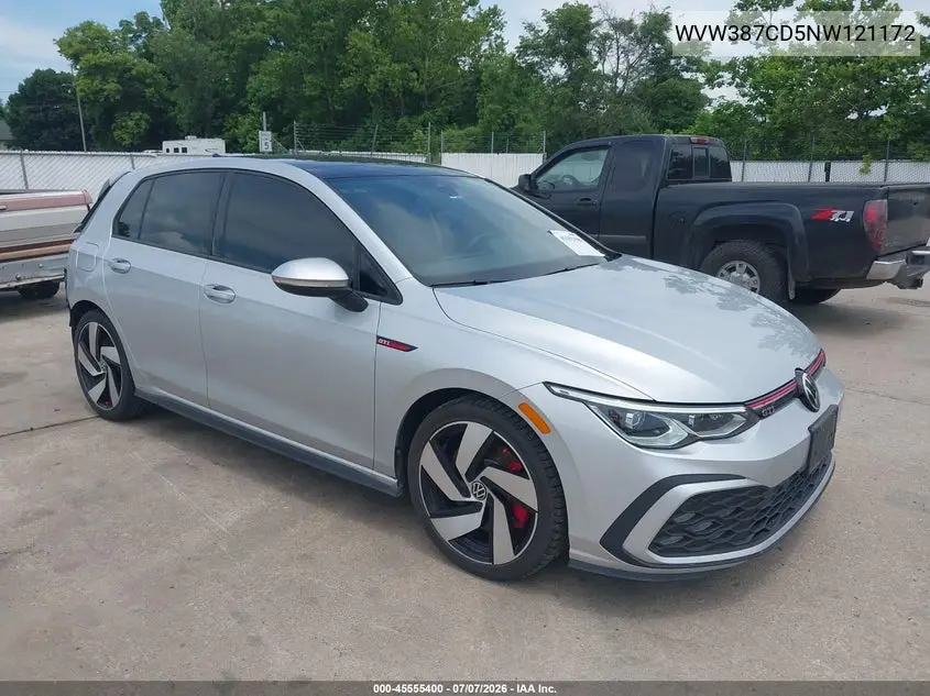 2022 Volkswagen Golf Gti 2.0T Se VIN: WVW387CD5NW121172 Lot: 45555400