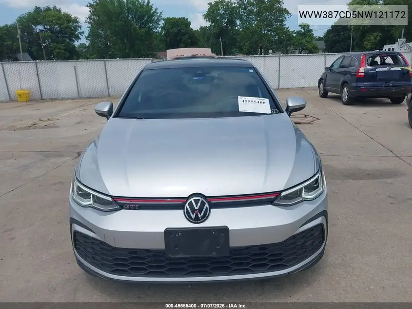 2022 Volkswagen Golf Gti 2.0T Se VIN: WVW387CD5NW121172 Lot: 45555400