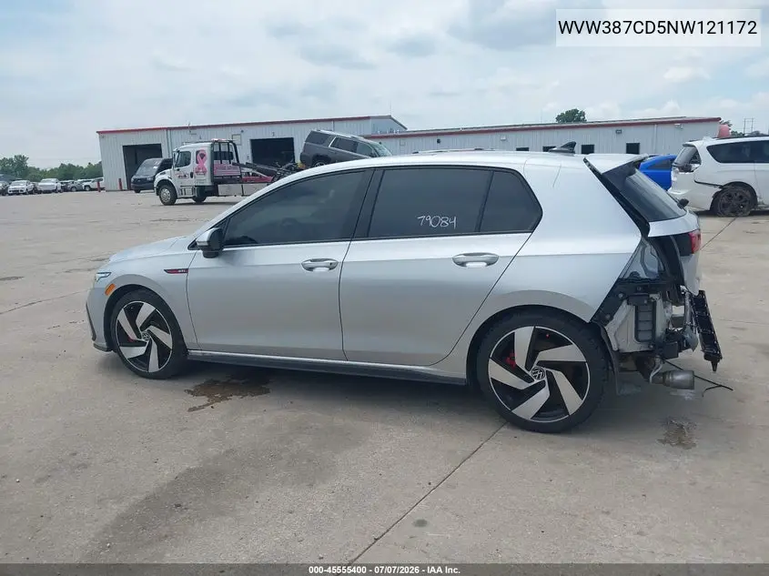 2022 Volkswagen Golf Gti 2.0T Se VIN: WVW387CD5NW121172 Lot: 45555400