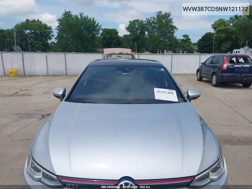 2022 Volkswagen Golf Gti 2.0T Se VIN: WVW387CD5NW121172 Lot: 45555400