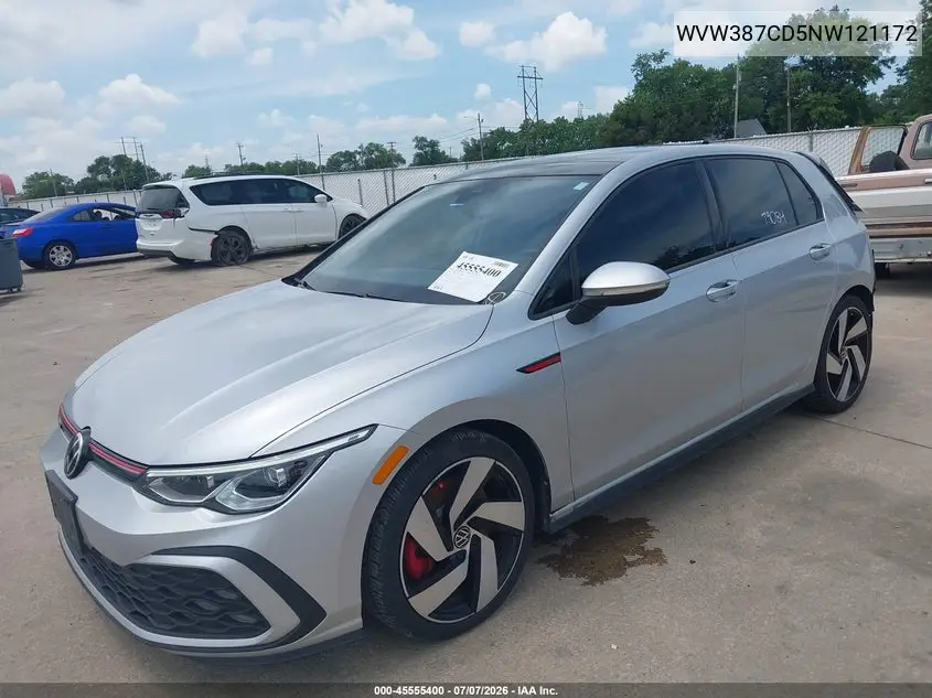 2022 Volkswagen Golf Gti 2.0T Se VIN: WVW387CD5NW121172 Lot: 45555400