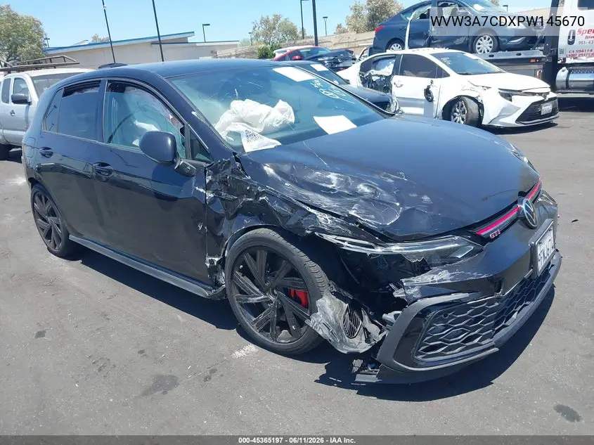 2023 Volkswagen Golf Gti 2.0T Se VIN: WVW3A7CDXPW145670 Lot: 45365197
