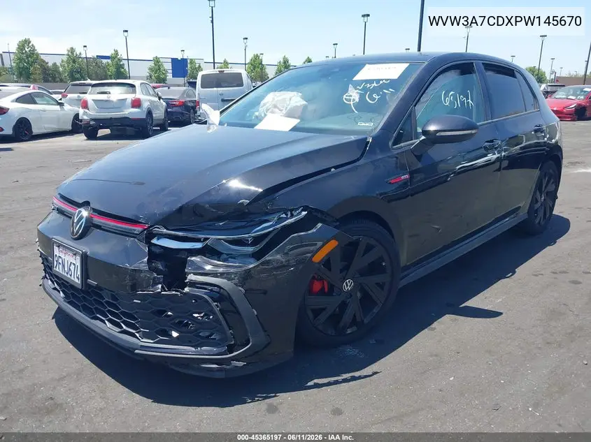 2023 Volkswagen Golf Gti 2.0T Se VIN: WVW3A7CDXPW145670 Lot: 45365197