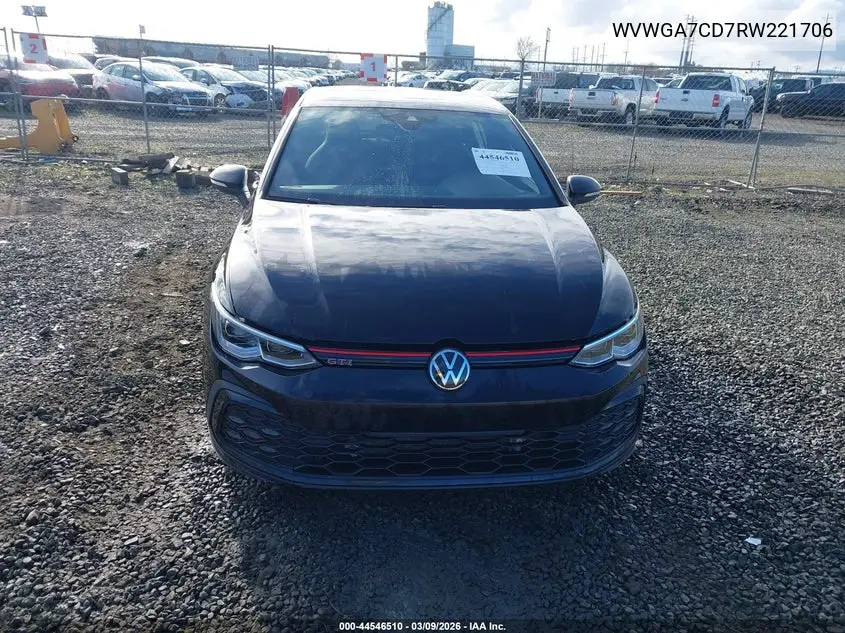 2024 Volkswagen Golf Gti 2.0T S VIN: WVWGA7CD7RW221706 Lot: 44546510