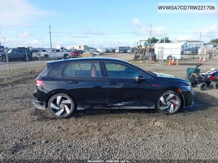 2024 Volkswagen Golf Gti 2.0T S VIN: WVWGA7CD7RW221706 Lot: 44546510