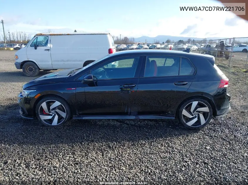 2024 Volkswagen Golf Gti 2.0T S VIN: WVWGA7CD7RW221706 Lot: 44546510