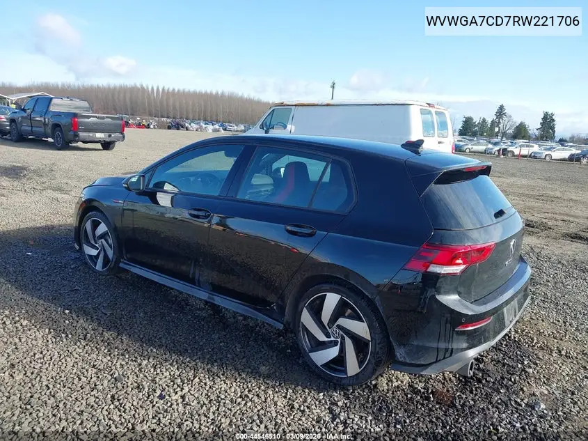2024 Volkswagen Golf Gti 2.0T S VIN: WVWGA7CD7RW221706 Lot: 44546510