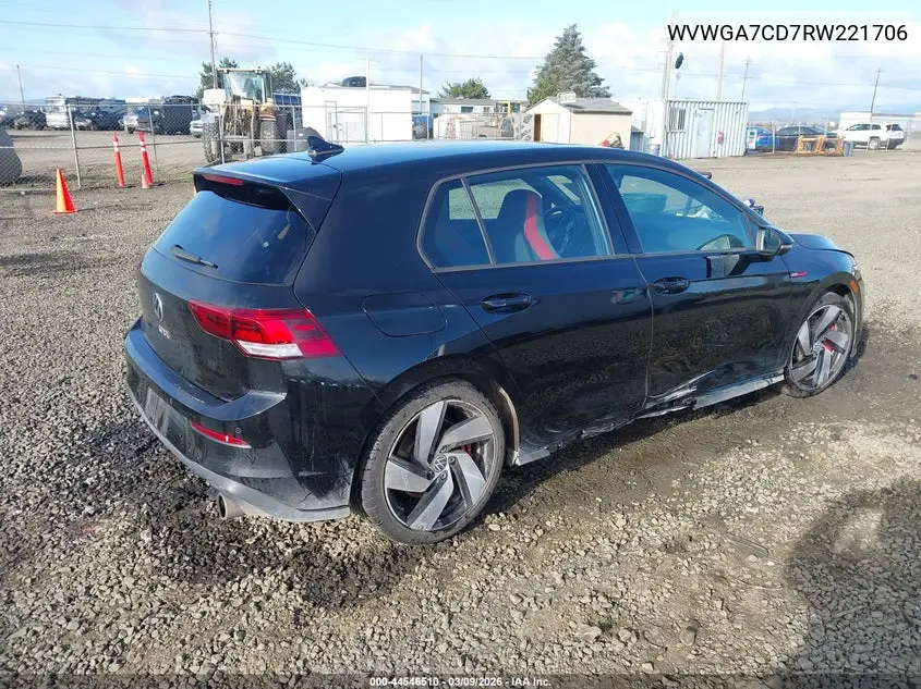 2024 Volkswagen Golf Gti 2.0T S VIN: WVWGA7CD7RW221706 Lot: 44546510