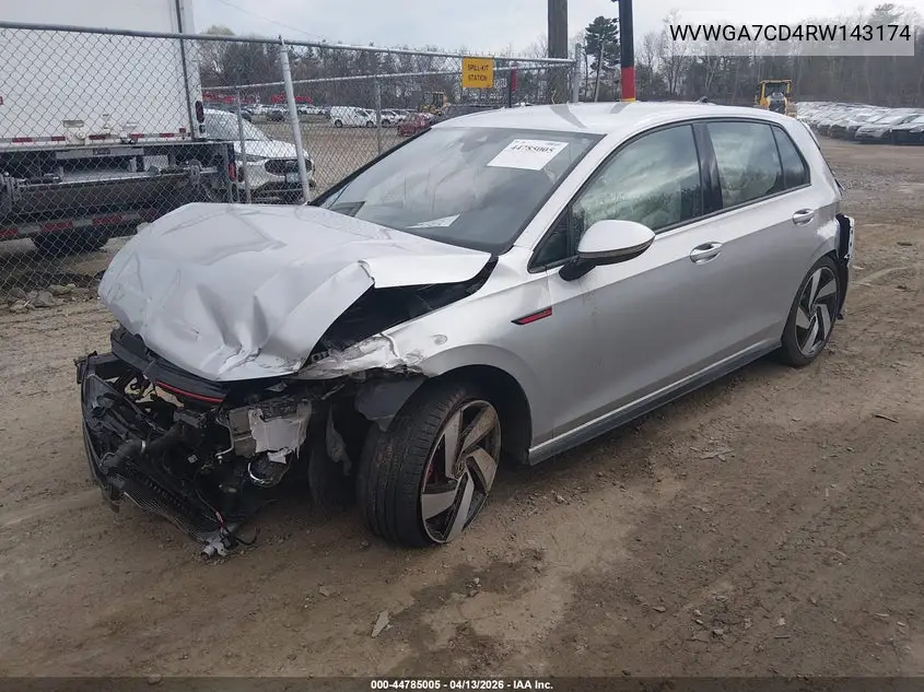 2024 Volkswagen Golf Gti 2.0T S VIN: WVWGA7CD4RW143174 Lot: 44785005