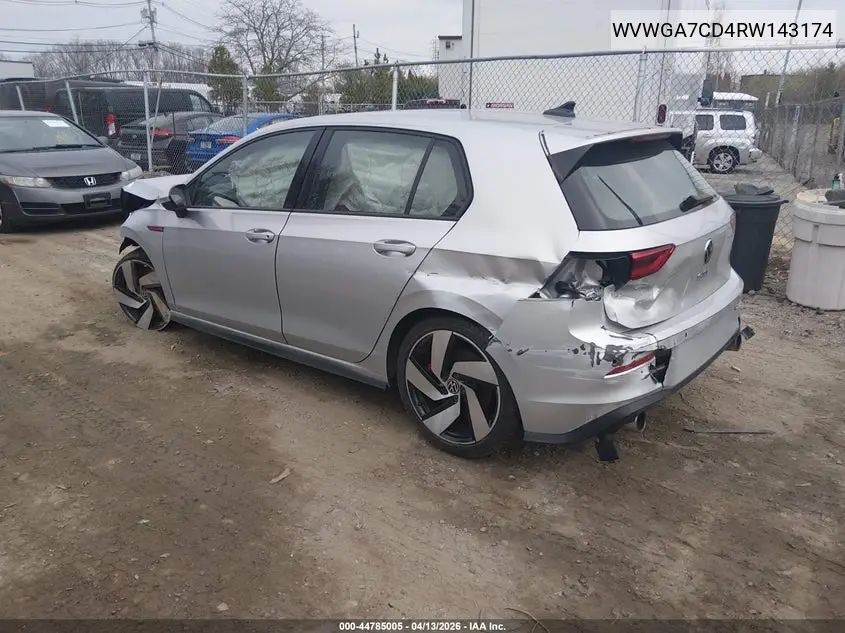 2024 Volkswagen Golf Gti 2.0T S VIN: WVWGA7CD4RW143174 Lot: 44785005