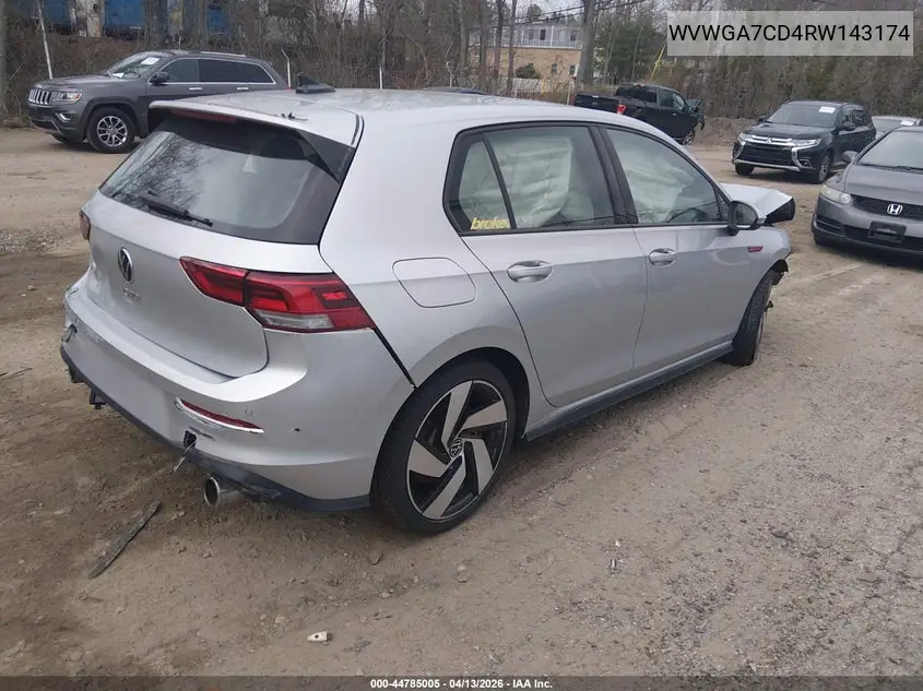 2024 Volkswagen Golf Gti 2.0T S VIN: WVWGA7CD4RW143174 Lot: 44785005