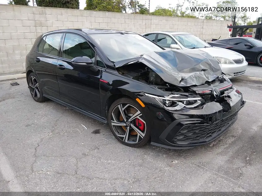 2024 Volkswagen Golf Gti 2.0T Se VIN: WVW3A7CD4RW156182 Lot: 44851520