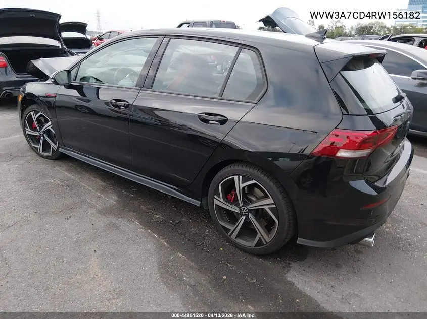 2024 Volkswagen Golf Gti 2.0T Se VIN: WVW3A7CD4RW156182 Lot: 44851520