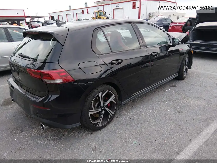 2024 Volkswagen Golf Gti 2.0T Se VIN: WVW3A7CD4RW156182 Lot: 44851520