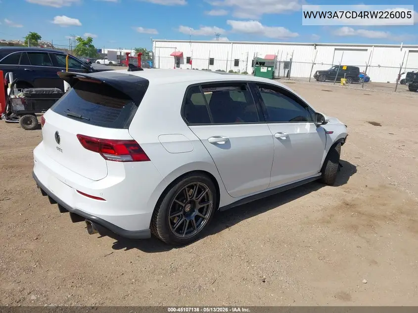 2024 Volkswagen Golf Gti 2.0T Se VIN: WVW3A7CD4RW226005 Lot: 45107136