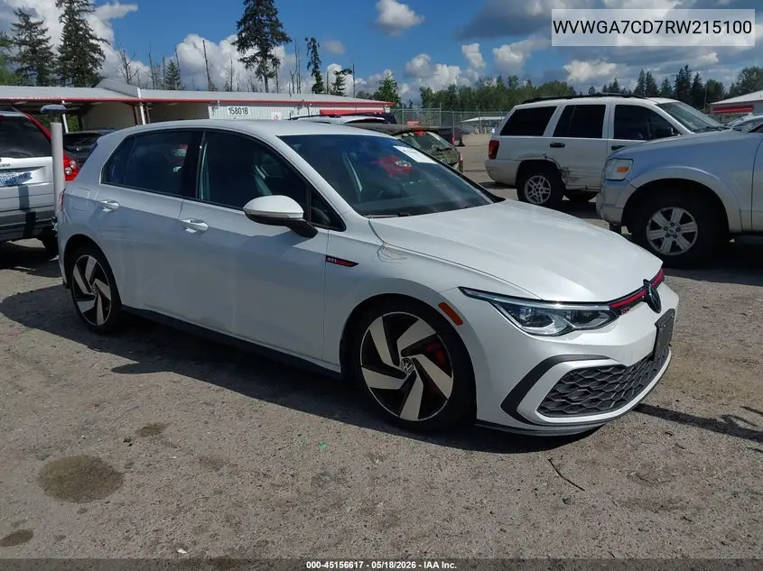 2024 Volkswagen Golf Gti 2.0T S VIN: WVWGA7CD7RW215100 Lot: 45156617