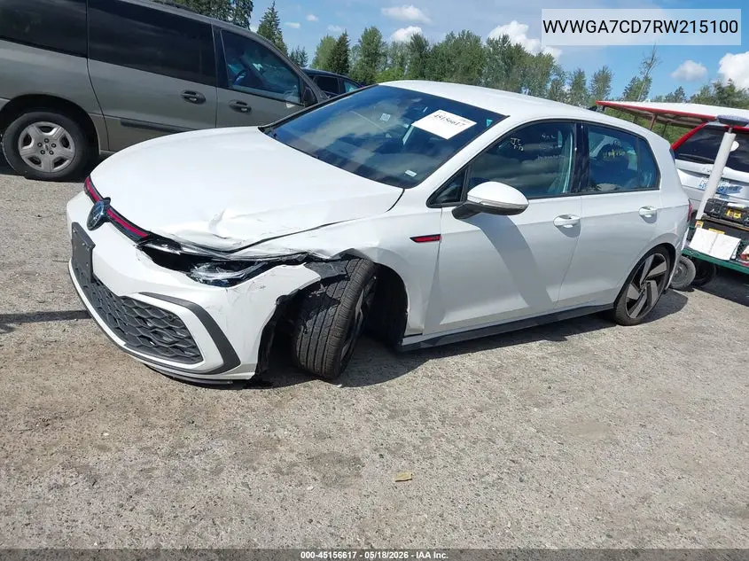 2024 Volkswagen Golf Gti 2.0T S VIN: WVWGA7CD7RW215100 Lot: 45156617
