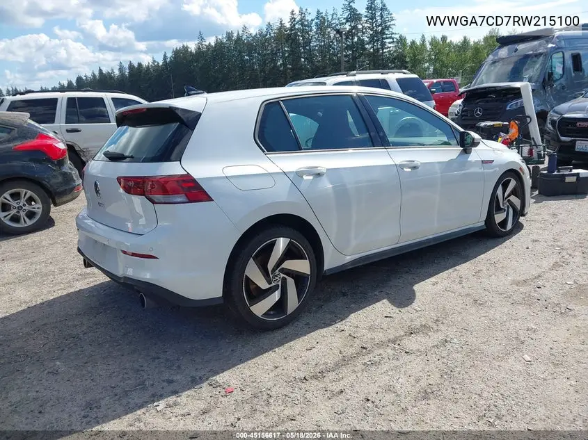 2024 Volkswagen Golf Gti 2.0T S VIN: WVWGA7CD7RW215100 Lot: 45156617