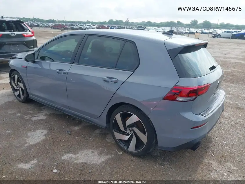 2024 Volkswagen Golf Gti 2.0T S VIN: WVWGA7CD8RW146675 Lot: 45187000