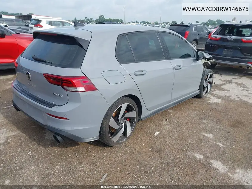 2024 Volkswagen Golf Gti 2.0T S VIN: WVWGA7CD8RW146675 Lot: 45187000
