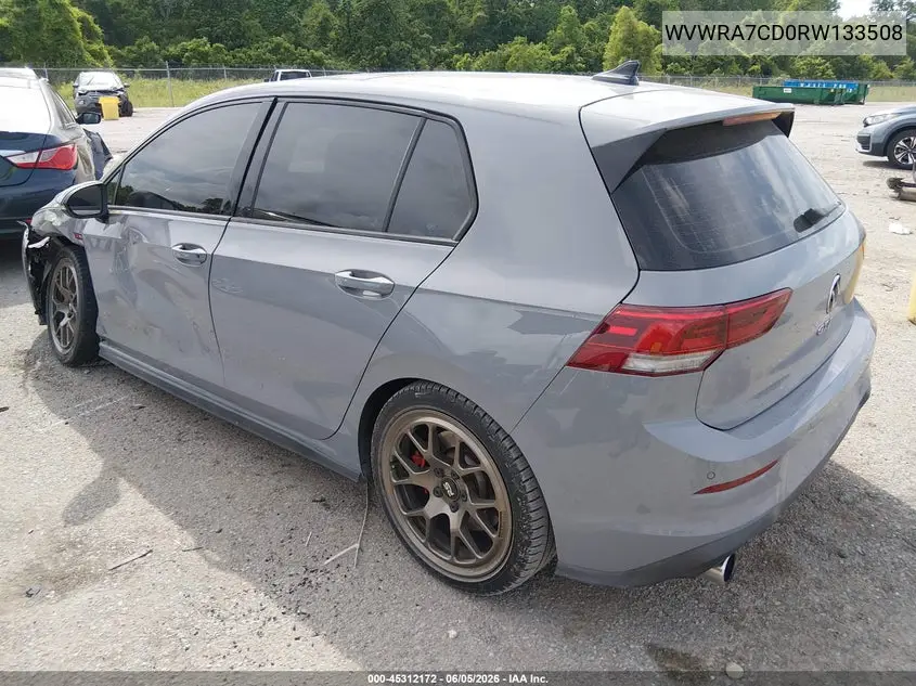 2024 Volkswagen Golf Gti 2.0T Se VIN: WVWRA7CD0RW133508 Lot: 45312172