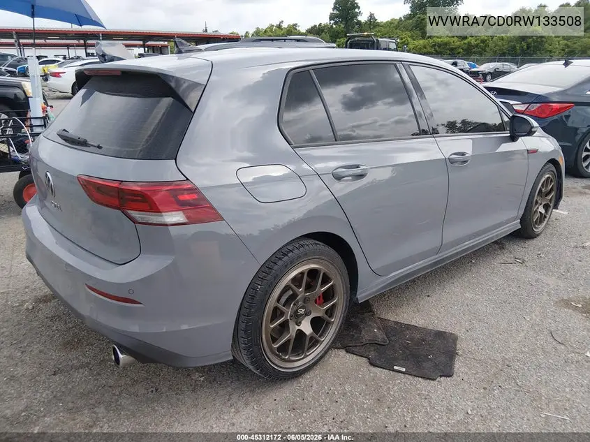 2024 Volkswagen Golf Gti 2.0T Se VIN: WVWRA7CD0RW133508 Lot: 45312172